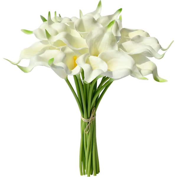 Afoxsos 6 in. H White Artificial Calla Lily Flowers for Home