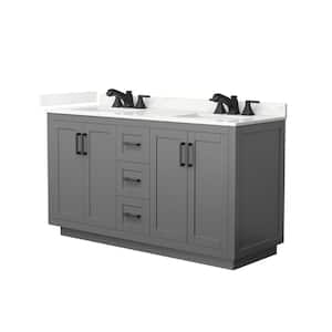 Miranda 60 in. W x 22 in. D x 33.75 in. H Double Bath Vanity in Dark Gray with Giotto Quartz Top