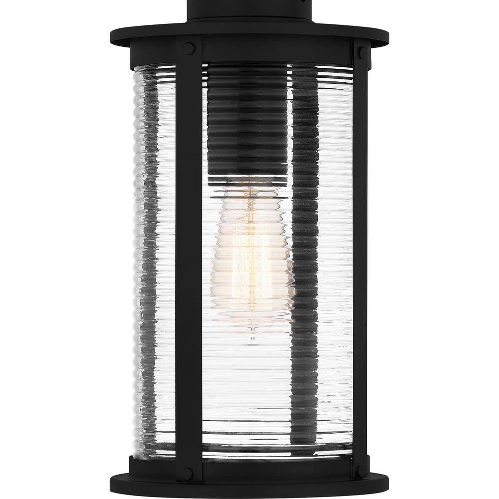 Tilmore Matte Black Ribbed Glass Outdoor Hanging Lantern