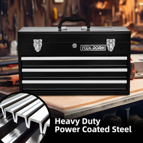 Indomitus 3-Drawer Metal Tool Box 18.1 in. W Portable Steel Chest