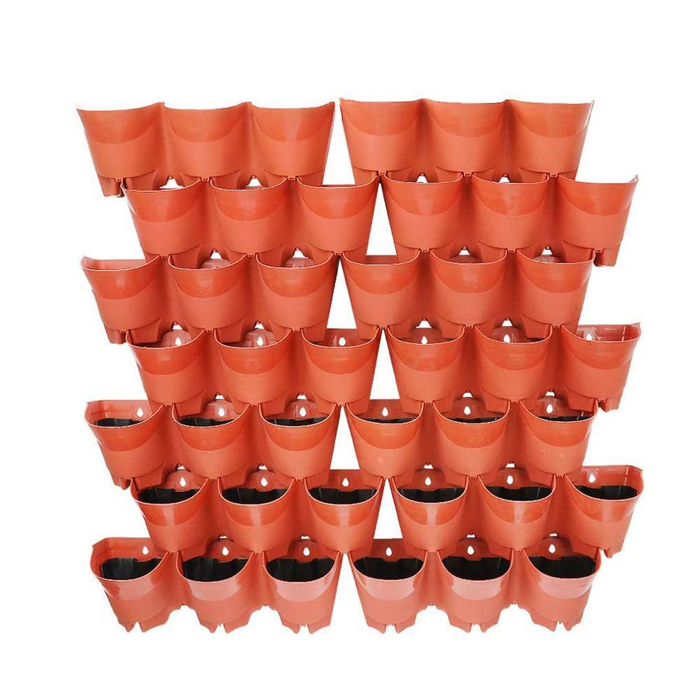 Worth Garden 42Pocket Plastic SelfWatering Vertical WallGarden Planters in Terra Cotta Color
