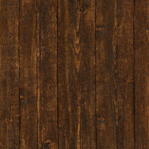 Brewster Ardennes Dark Brown Wood Panel Vinyl Peelable Roll Wallpaper (Covers 56.4 sq. ft.)