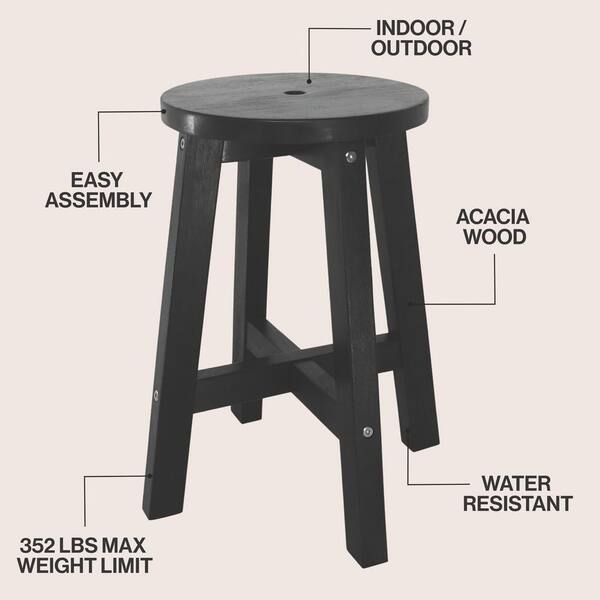 JONATHAN Y Grove 18 in. Coastal Casual Acacia Wood Round Indoor