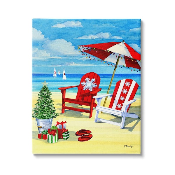 Stupell Industries Holiday Beach Scenery byPaul Brent 1 Piece Unframed Graphic Print Nature Poster Art Print 40 in. x 30 in.