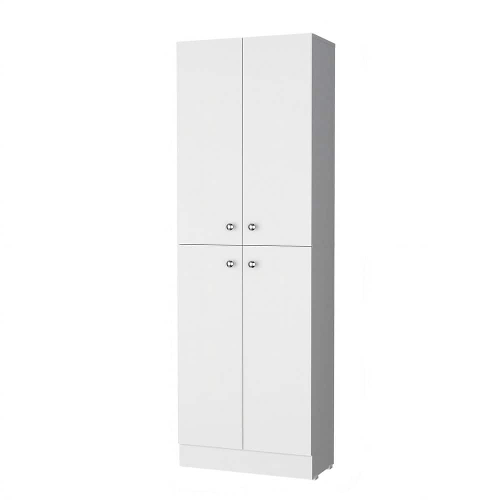 11.80 in. W x 23.60 in. D x 71.10 in. H White Wood Freestanding Linen Cabinet w/4-Doors and 5-Hidden Shelves in White price history on PriceWatchPro