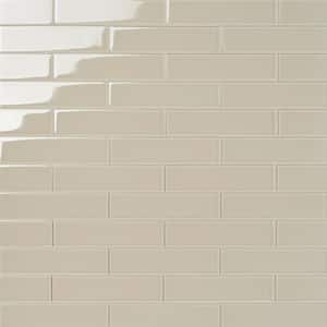 Contempo Beige 2 in. x 8 in. x 8mm Polished Glass Floor and Wall Tile (36 pieces 4 sq.ft./Box)