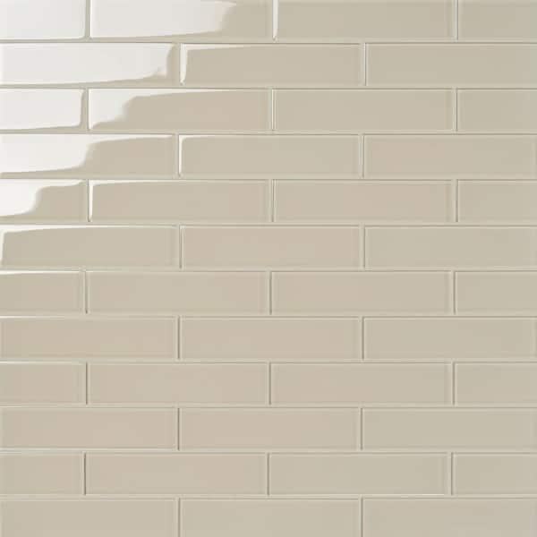 Ivy Hill Tile Contempo Beige 2 in. x 8 in. x 8mm Polished Glass Floor and Wall Tile (36 pieces 4 sq.ft./Box)