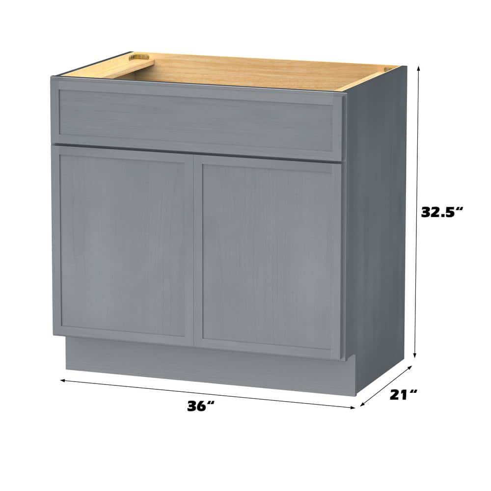 36" Smoky Gray Birch Plywood Freestanding Single Base Storage Cabinet