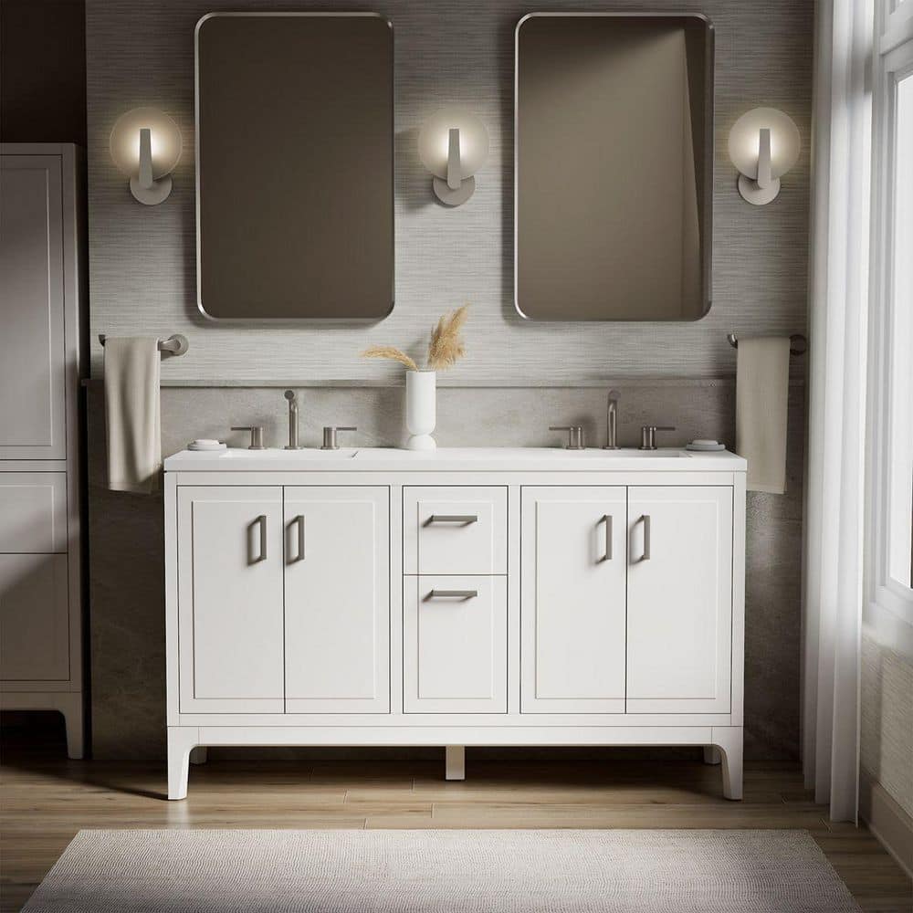 KOHLER Seer 60 in. Double Sink Freestanding White Bath