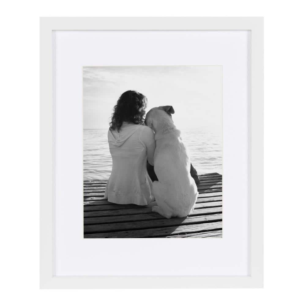 White Wood 11x14 Matted Picture Frame Set of 4