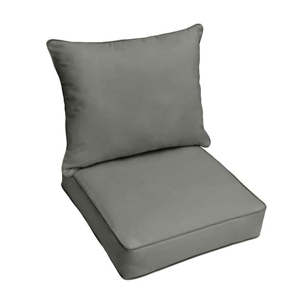 SORRA HOME 22.5 in. x 22.5 in. x 27 in. Deep Seating Outdoor Pillow and Cushion Set in Sunbrella Canvas Charcoal