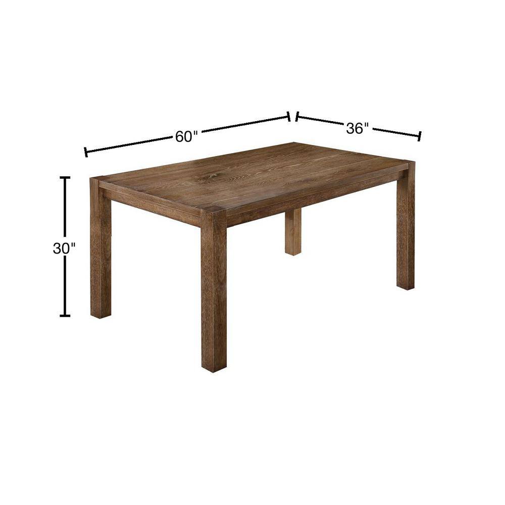 Antique Natural Oak 60" Reclaimed Wood Dining Table Seats 6