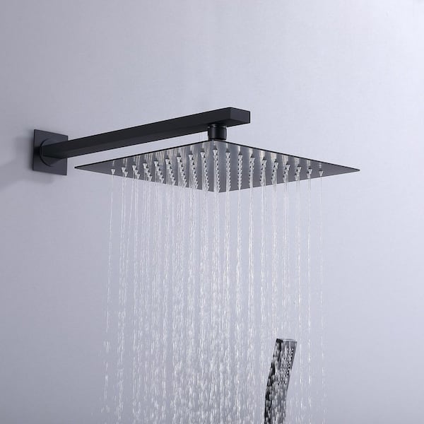 3-Spray 10 in. Dual Handle Wall Mounting Shower Head and Handled Shower Head 1.8 GPM in Matte Black