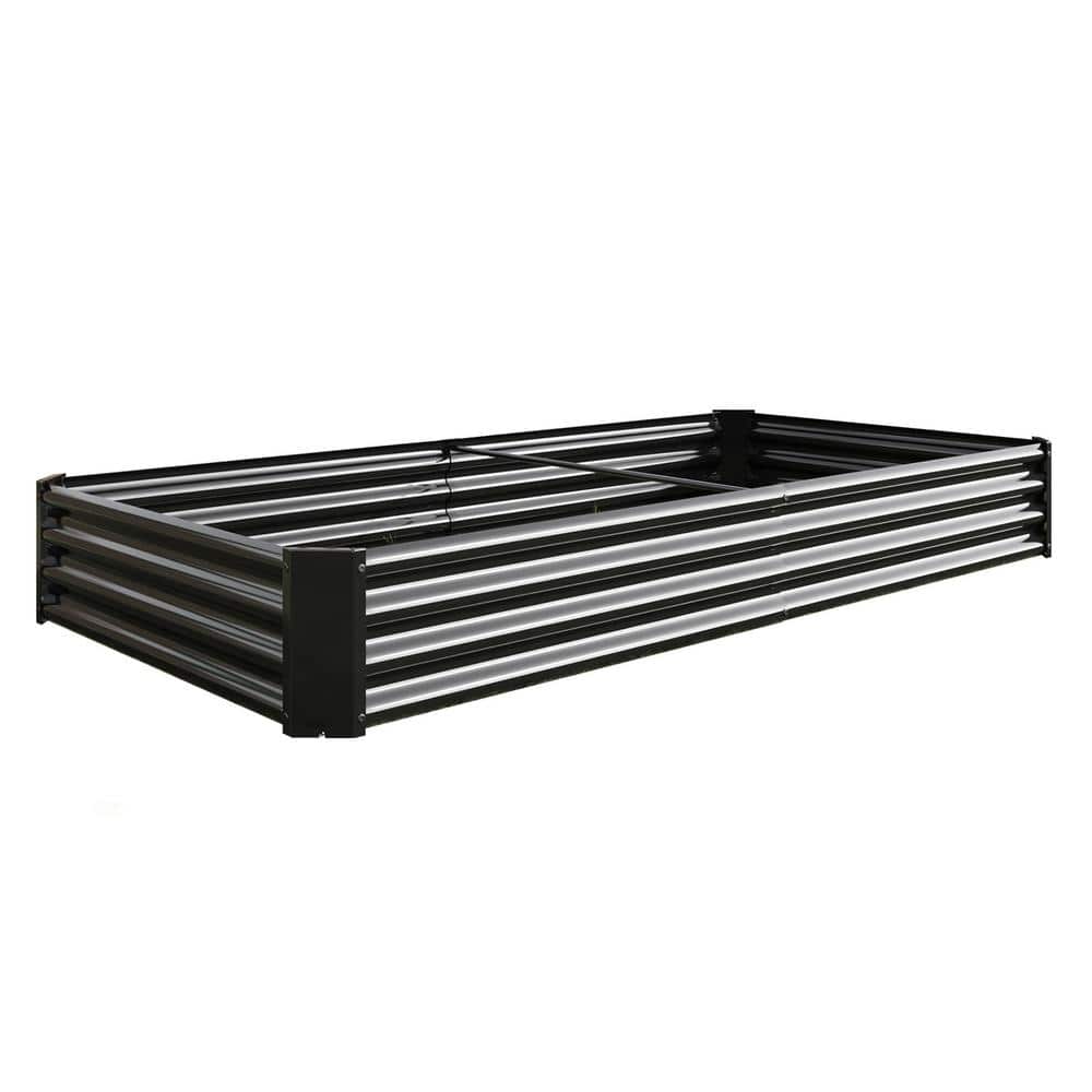 11.8 in. Tall 7.6 ft. x 3.7 ft. Black Metal Raised Garden Bed Kit for Veget