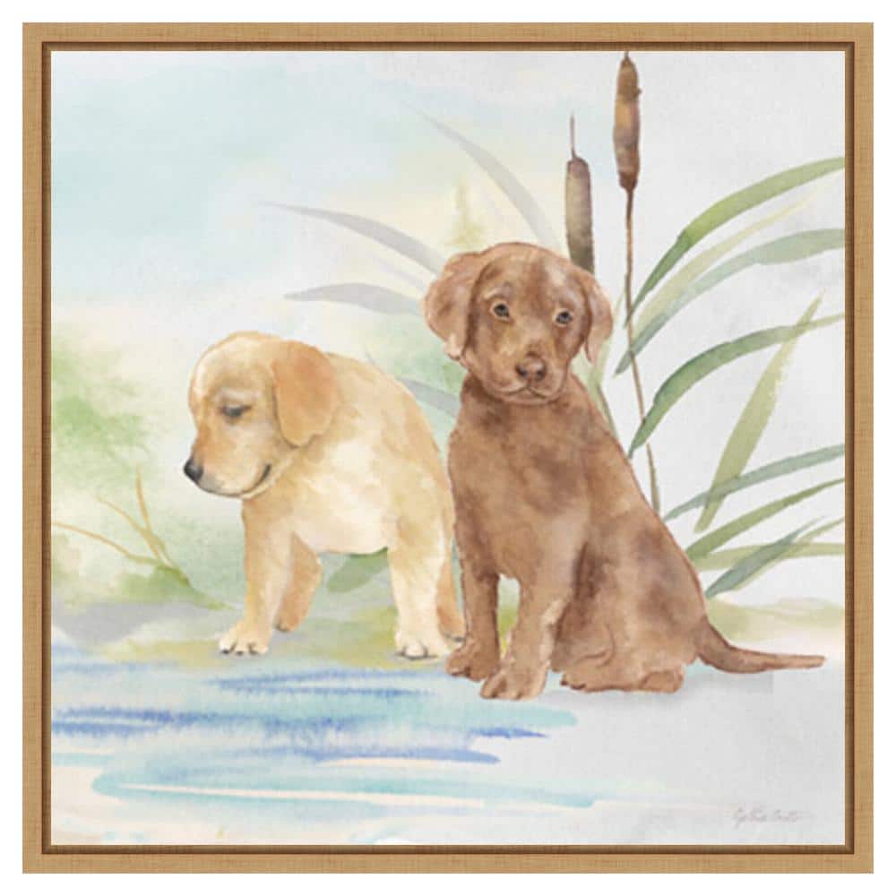 Woodland Dogs II by Cynthia Coulter 22 in. W x 22 in. H Canvas Float Frame in Brown price history on PriceWatchPro