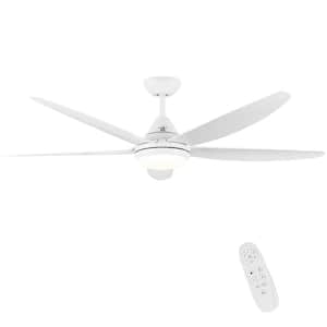 56 in. Integrated LED Indoor White 6-Speed Ceiling Fan with ABS Blade and Remote Control