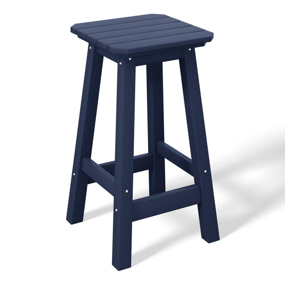 Laguna 24 in. HDPE Plastic All Weather Square Seat Backless Counter Height Outdoor Bar Stool in Navy Blue price history on PriceWatchPro
