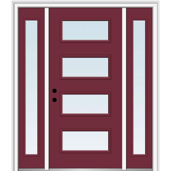 MMI Door 64.5 in. x 81.75 in. Celeste Right-Hand Inswing 4-Lite Clear Low-E Painted Fiberglass Prehung Front Door w/ Sidelites