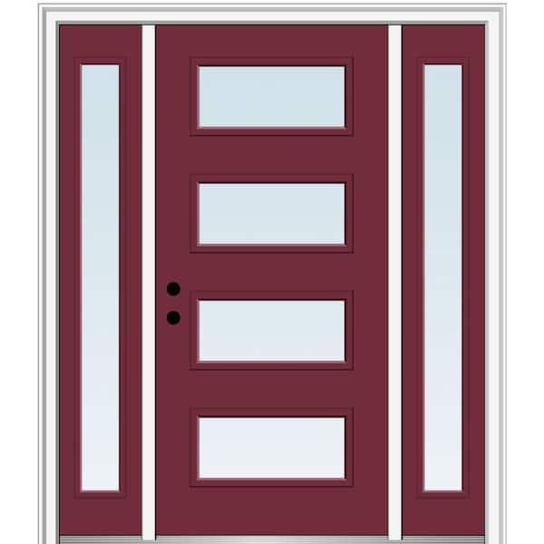 MMI Door 68.5 in. x 81.75 in. Celeste Right-Hand Inswing 4-Lite Clear Low-E Painted Fiberglass Prehung Front Door w/ Sidelites