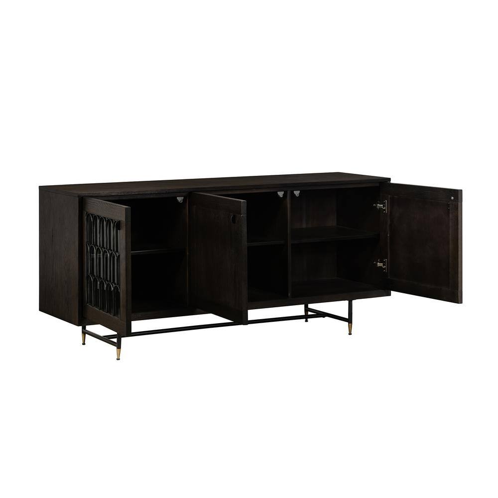 Gatsby 66" Black and Gray Oak Metal Buffet Cabinet