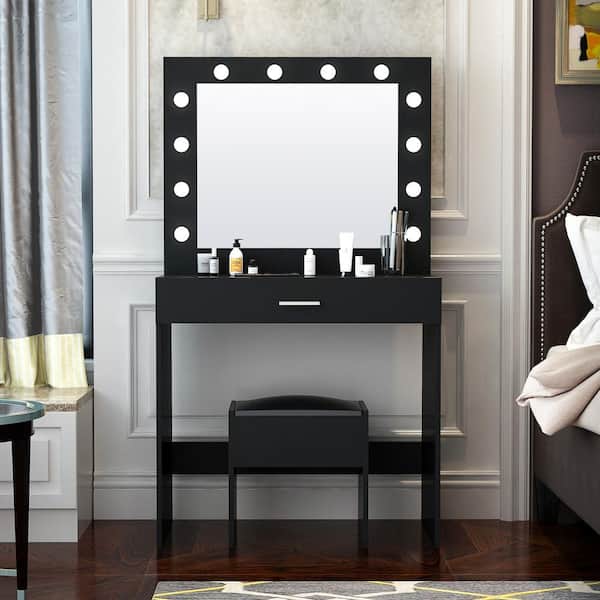 Light Wood Mid-Century Modern Dressing Table with Mirror and Drawers -  Saskia - BuyItDirect.ie