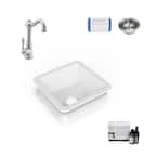 Amplify Fireclay 18.1 in. Single Bowl Undermount Bar Prep Sink with Pfister Marielle Faucet and Drain