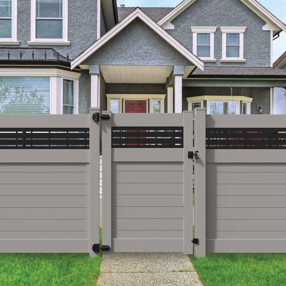 Gray Vinyl Line Fence Post for Outdoor Privacy Fencing