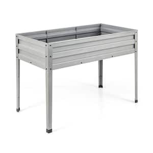 46 in. L x 24 in. W x 32 in. H Galvanized Steel Raised Garden Bed with Legs and Drainage Hole-Silver