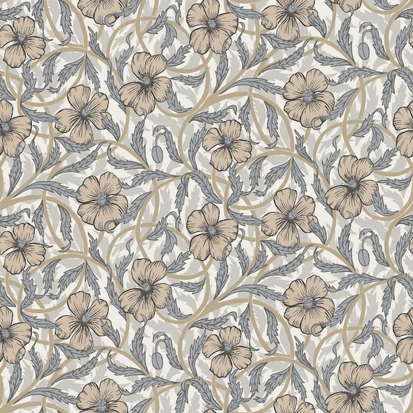 A-Street Prints Imogen Neutral Beige Floral Wallpaper Sample