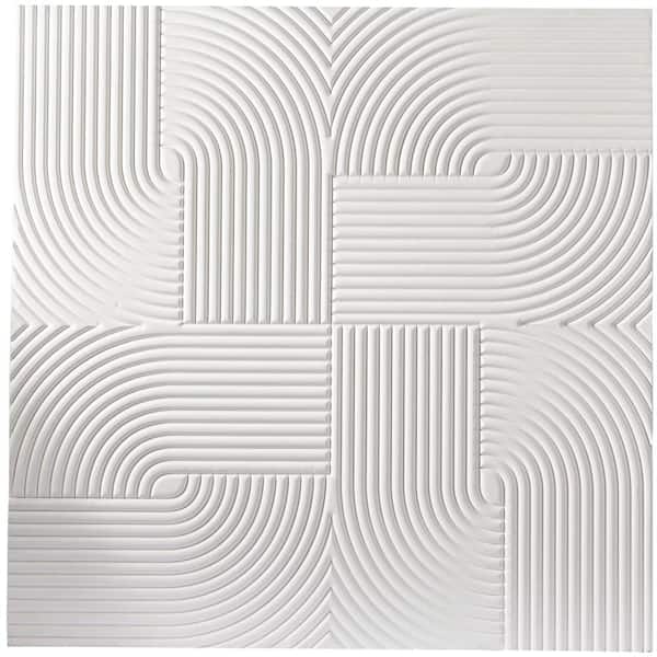 Wood White Carved Geometric Wall Decor Unframed Abstract Wall Art 48 in. x 48 in.