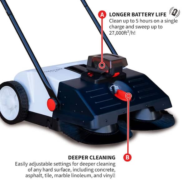 Tomahawk Power 22 in. W Battery Powered Electric Floor Sweeper