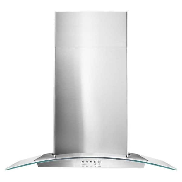 Whirlpool 30 in. Concave Glass Wall Mount Range Hood in Stainless Steel