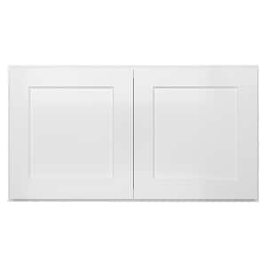 33-in. W x 24-in. D x 18-in. H in Shaker White Plywood Ready to Assemble Wall Bridge Kitchen Cabinet with 2 Doors