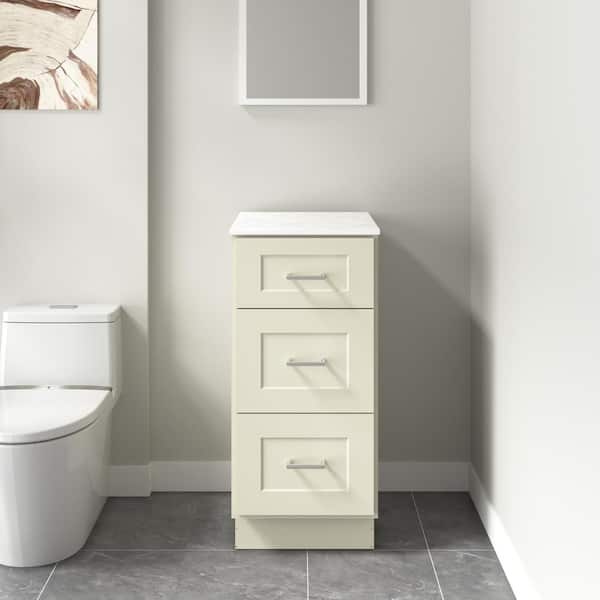 HOMLUX Rockport 15 in. W x 21 in. D x 34.5 in. H Ready to Assemble Bath Vanity Cabinet without Top in Antique White