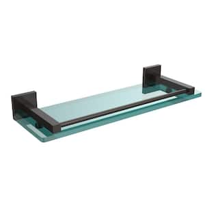 Montero 16 in. L x 2 in. H x 5-3/4 in. W Clear Glass Vanity Bathroom Shelf with Gallery Rail in Oil Rubbed Bronze