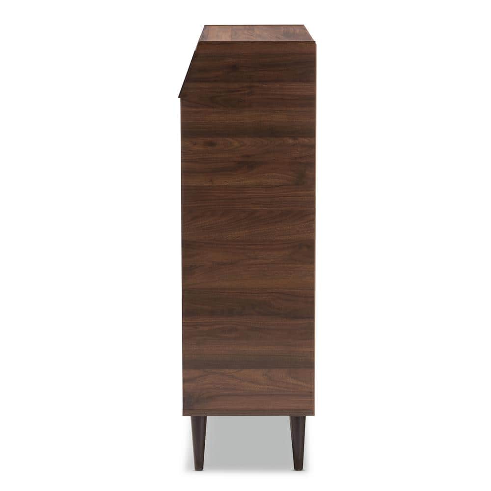 Walnut Brown 2-Door Wood Entryway Shoe Storage Cabinet