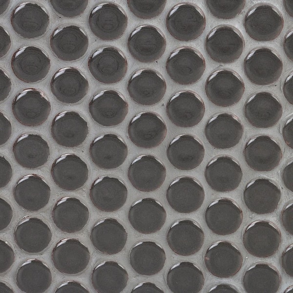 Ivy Hill Tile Bliss Edged Penny Charcoal 3 in. x 0.24 in. Polished Porcelain Floor and Wall Mosaic Tile Sample