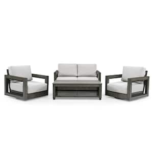 PureForm 4-Piece Aluminum Conversation Seating Set with Gray Cushions