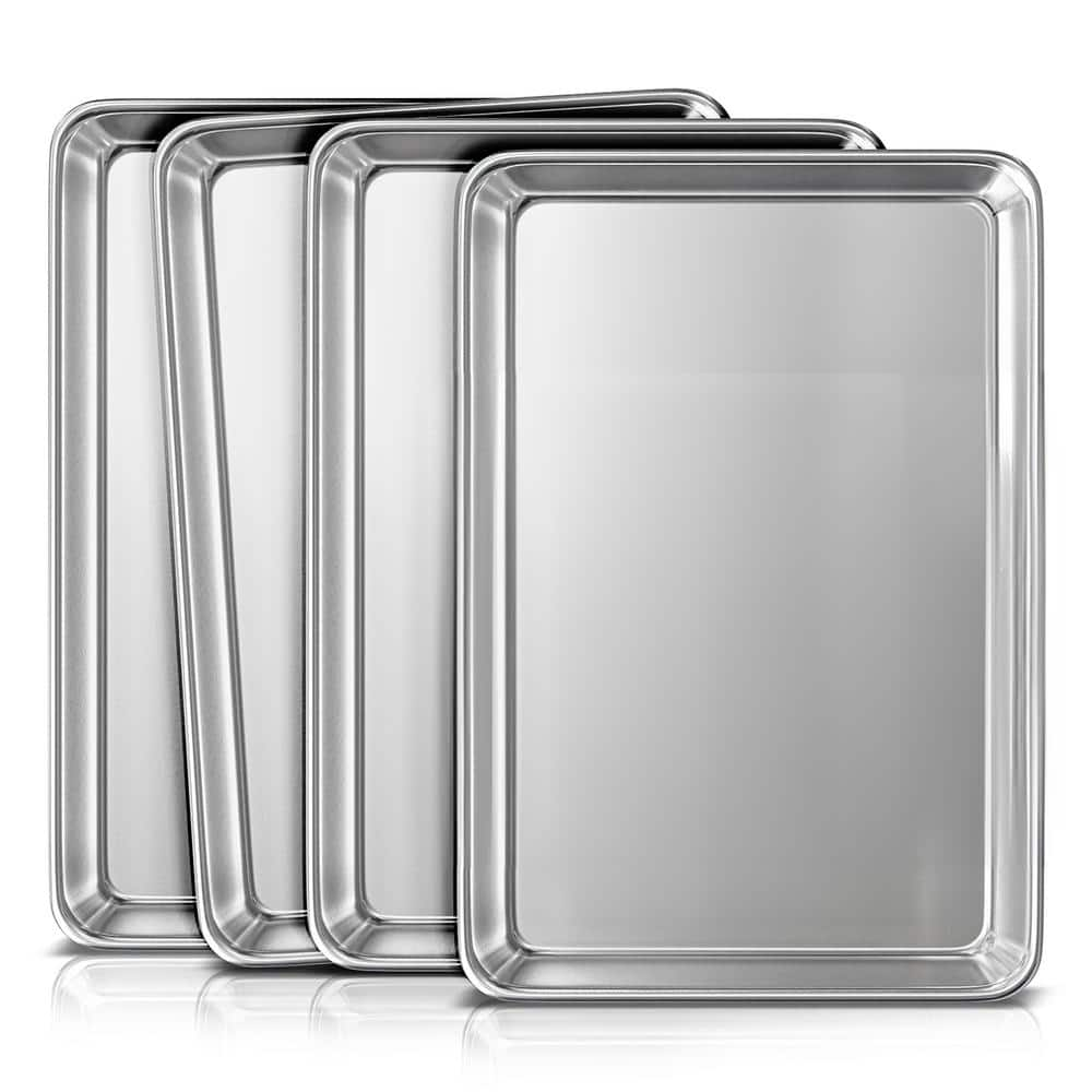 EATEX 4 Pack Aluminum Jelly Roll Sheet Baking Pan Steel Nonstick