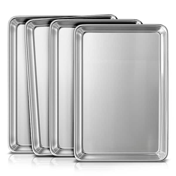 EATEX 4-Pack Aluminum Jelly Roll Sheet Baking Pan, Steel Nonstick Cookie sheet, Size 15.8 in. x 11.3 in. x 1 in. (4-Piece Set)