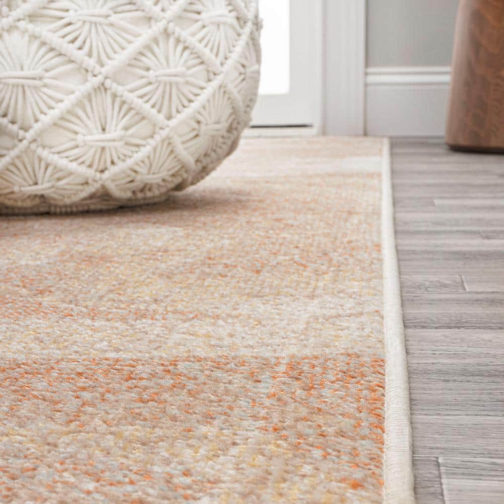 Petalo Abstract Orange Beige Cream Modern Area Rug 3 x 5
