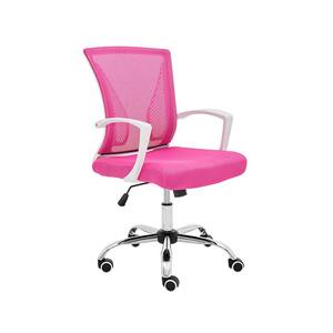 Zuna Ergonomic Mesh Mid Back Office Desk Rolling Chair, White & Pink