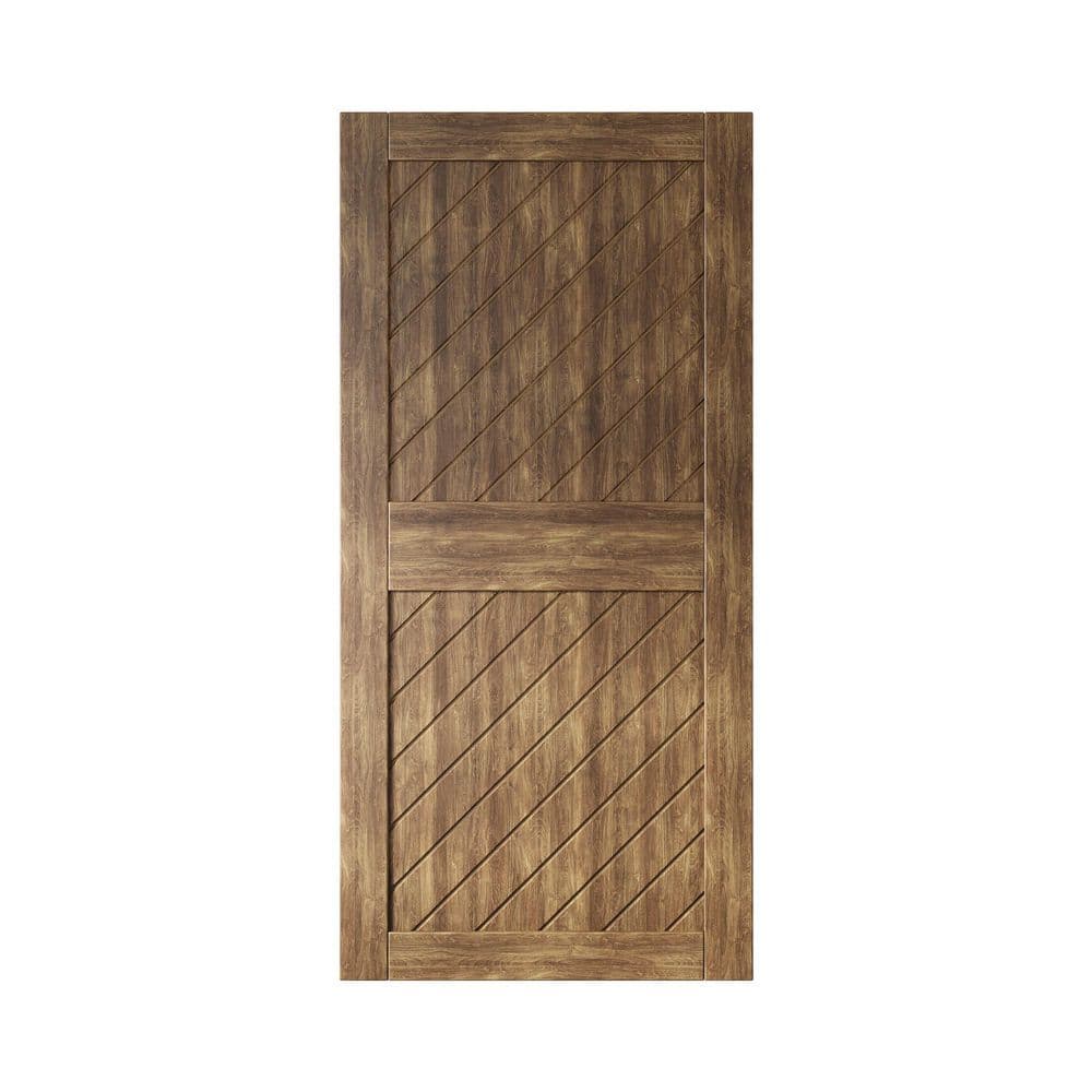 XT1 32 in. x 84 in. C-Panel Solid Core Dark Walnut Slanted Stripe Design Pine Wood Interior Sliding Barn Door Slab price history on PriceWatchPro