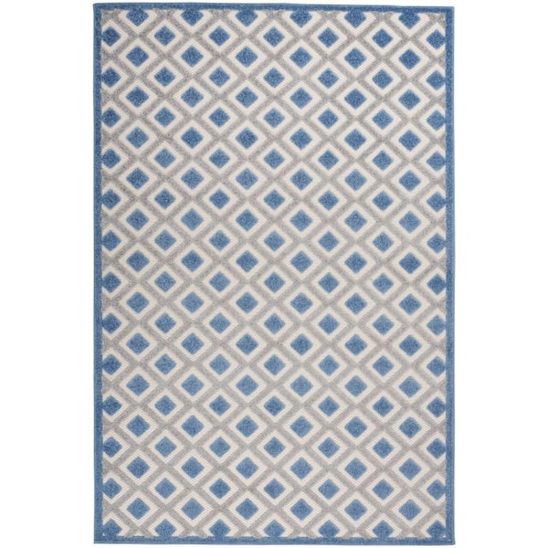 Home Decorators Collection Aloha Blue/Gray 5 ft. x 8 ft. Geometric Contemporary Indoor/Outdoor Patio Area Rug