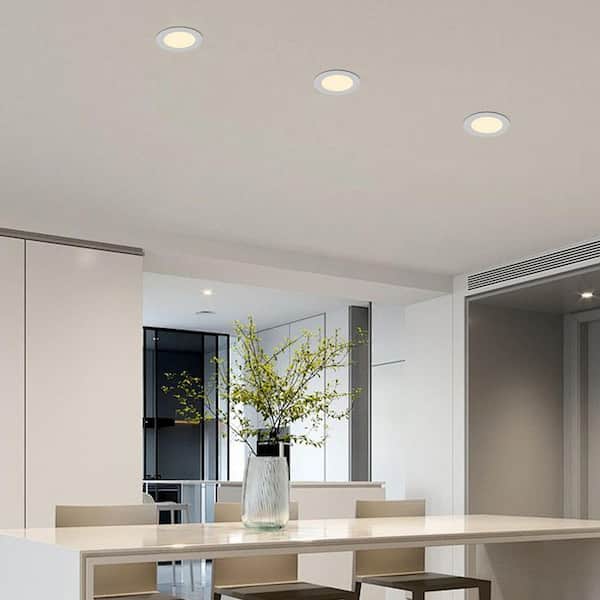 4 in UltraThin LED Recessed Ceiling Light Adjustable CCT Canless Dimmable Indoor/Outdoor Integrated LED Light 12-Pack