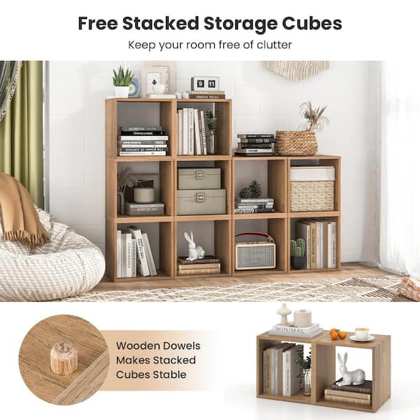 Costway 31.5 in. Tall Natural Engineered Wood 6-Cube Storage 2-Shelf  Organizer Cubby Cabinet Bedroom Bookcase CB10456 - The Home Depot