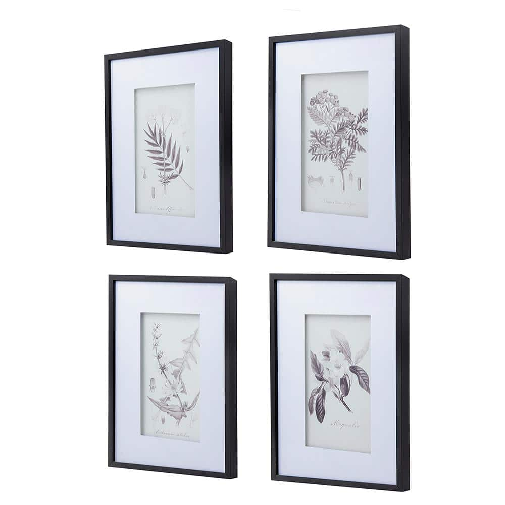 Set of 4 Plastic Framed Home Botanical Wall Art Prints, Home Decor