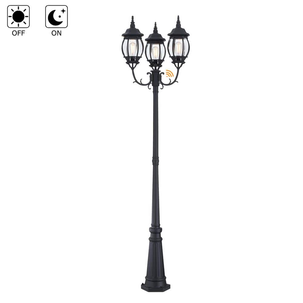"94""in 3-Light Matte Black Metal Dusk to Dawn Outdoor weather Resistant Post Light Set with No Bulbs included." price history on PriceWatchPro