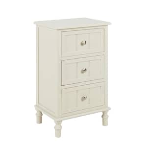 3-Drawer Off-White End Table
