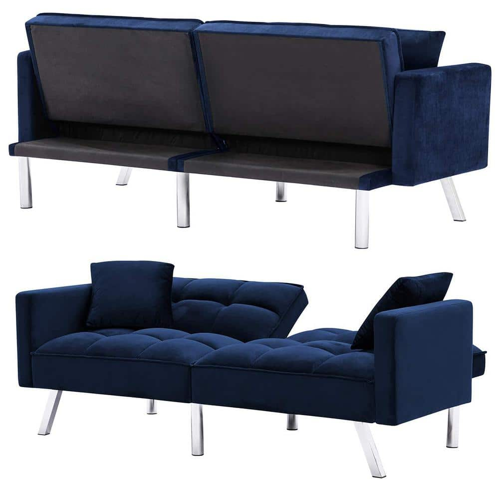 74 In Navy Blue Velvet 2 Seater Loveseat With 2 Pillows And Adjustment   Navy Blue Loveseats S2022loveseat 4 64 1000 